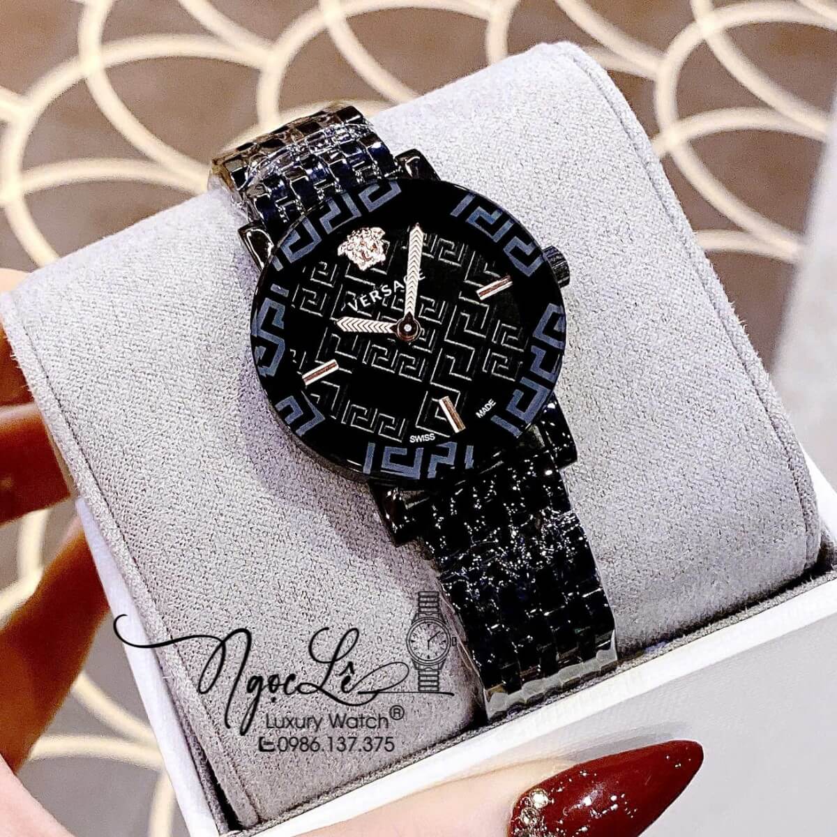 Đồng Hồ Versace Nữ - Versace Greca Glass Dây Kim Loại Màu Đen Size 32mm