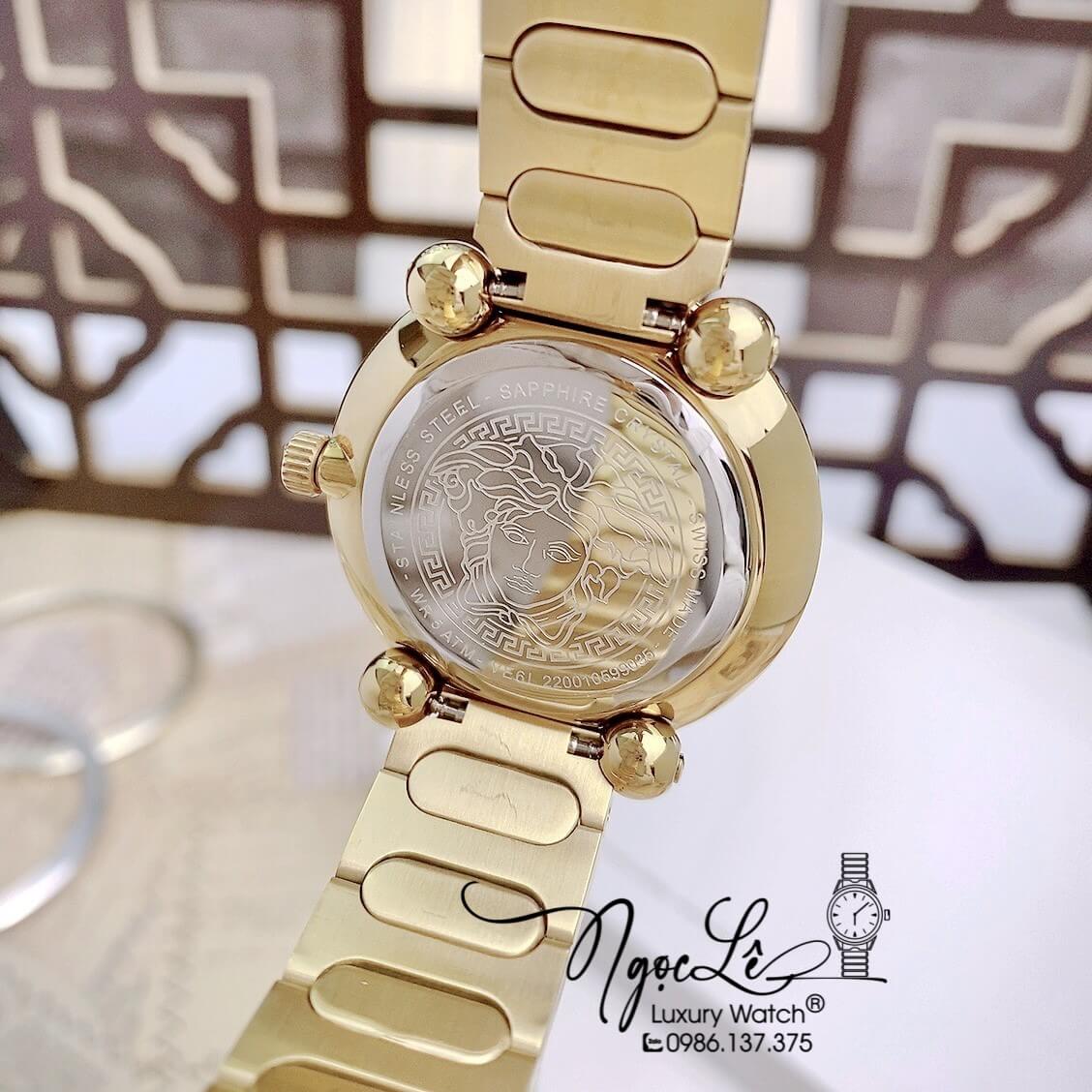 Đồng Hồ Nữ Versace Greca Twist Dây Kim Loại Vàng Mặt Đen Size 35mm