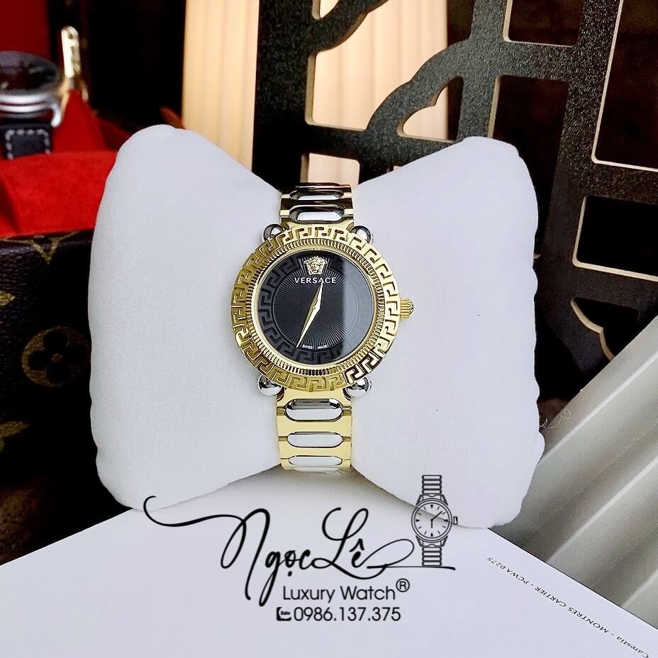 Đồng Hồ Nữ Versace Greca Twist Dây Kim Loại Demi Mặt Đen Size 35mm