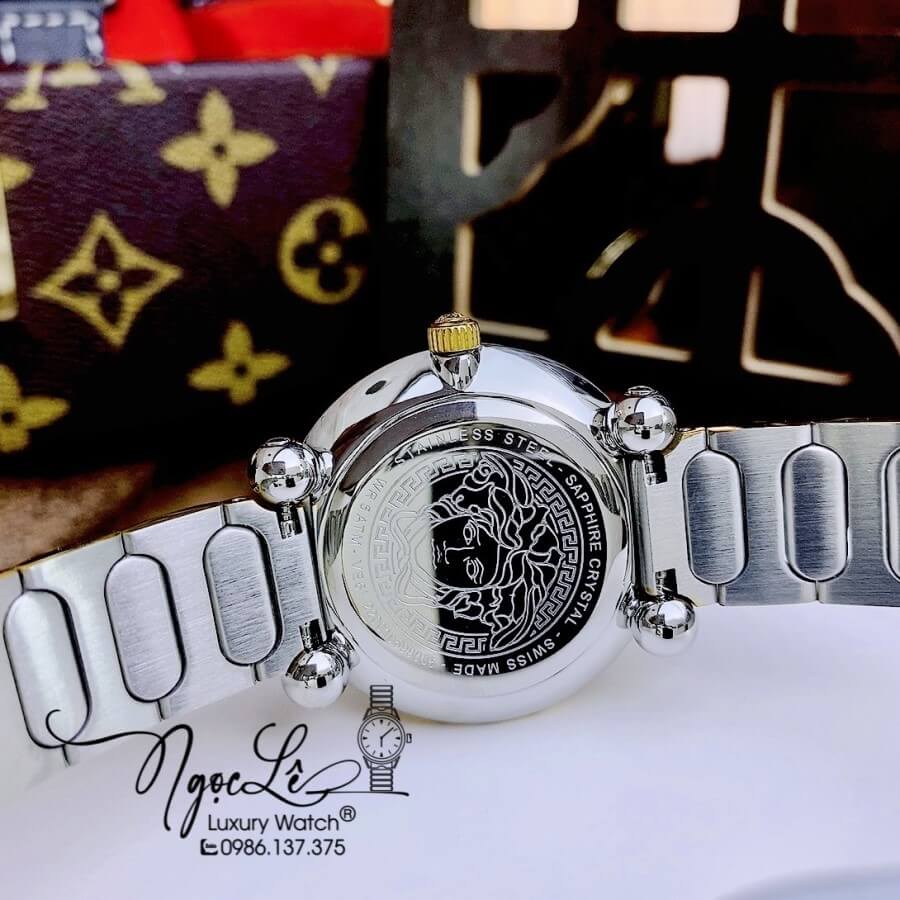 Đồng Hồ Nữ Versace Greca Twist Dây Kim Loại Demi Mặt Vàng Size 35mm