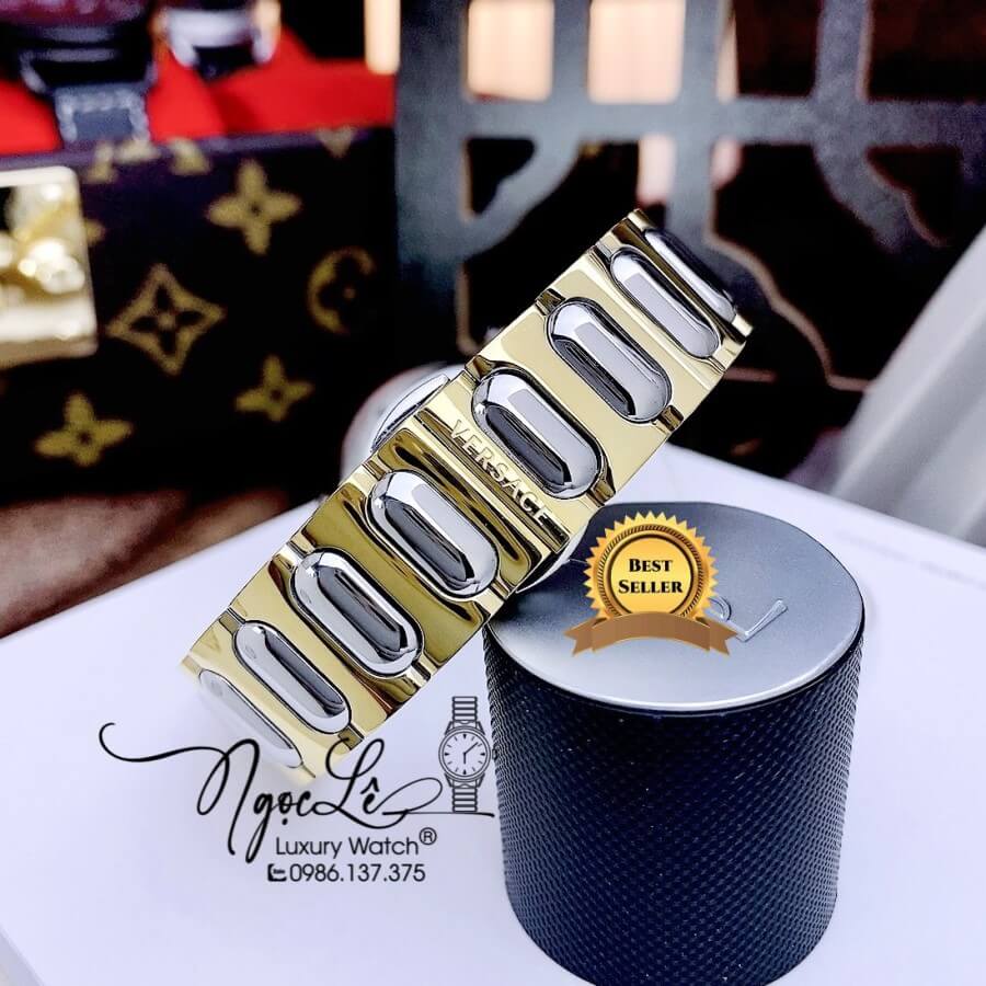Đồng Hồ Nữ Versace Greca Twist Dây Kim Loại Demi Mặt Vàng Size 35mm