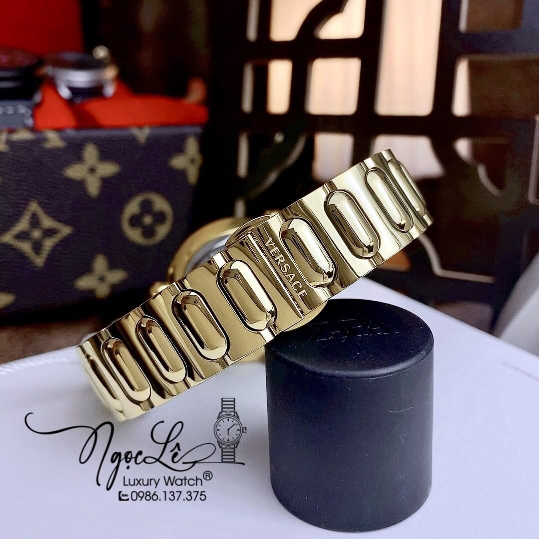 Đồng Hồ Nữ Versace Greca Twist Dây Kim Loại Vàng Mặt Vàng Size 35mm