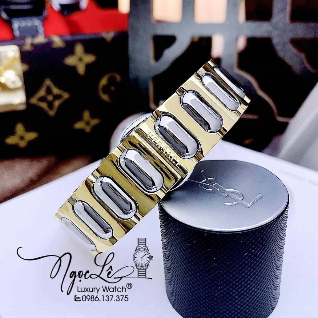 Đồng Hồ Nữ Versace Greca Twist Dây Kim Loại Demi Mặt Đỏ Size 35mm