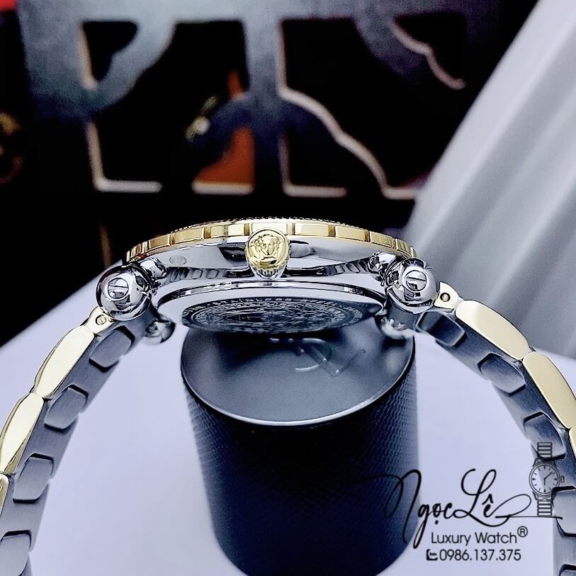 Đồng Hồ Nữ Versace Greca Twist Dây Kim Loại Demi Mặt Đỏ Size 35mm