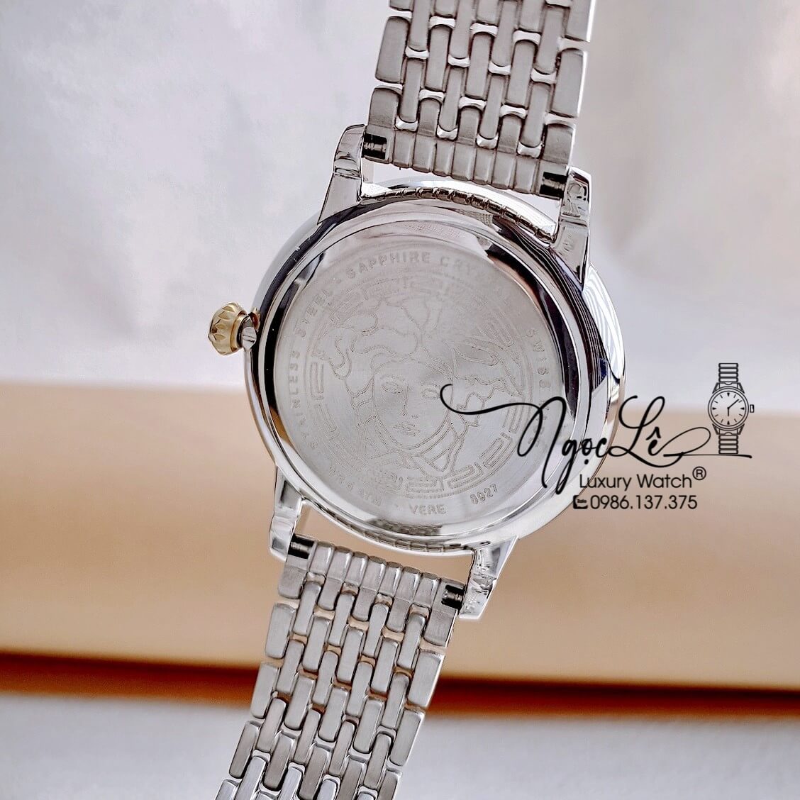 Đồng Hồ Nữ Versace Medusa Icon Dây Kim Loại Demi Mặt Xanh Oliu Size 38mm