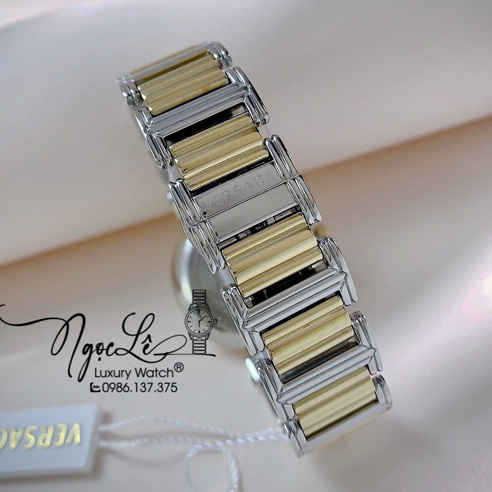 Đồng Hồ Nữ Versace Tribute Dây Kim Loại Demi Vàng Mặt Đen 35mm