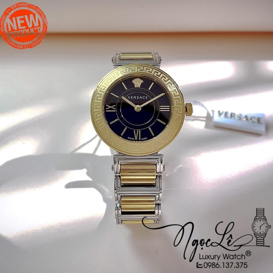 Đồng Hồ Nữ Versace Tribute Dây Kim Loại Demi Vàng Mặt Đen 35mm