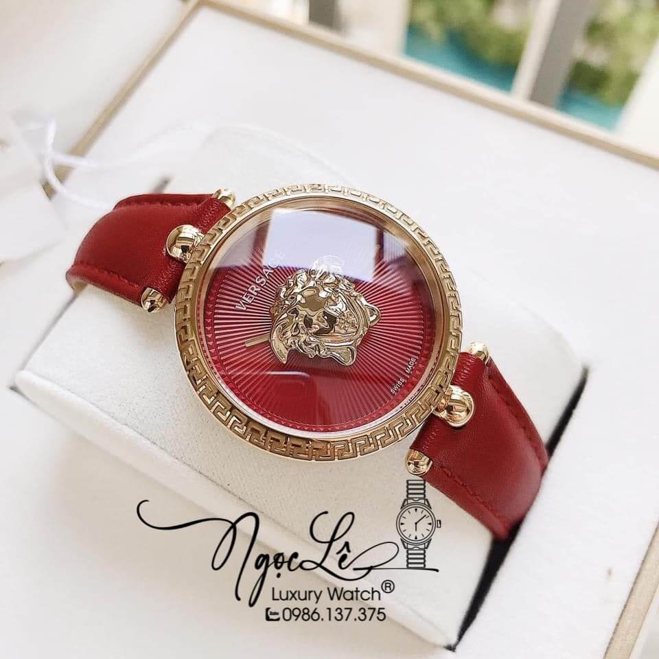 Đồng Hồ Nữ Versace Palazzo Empire Dây Da Đỏ Vỏ Vàng Size 34mm