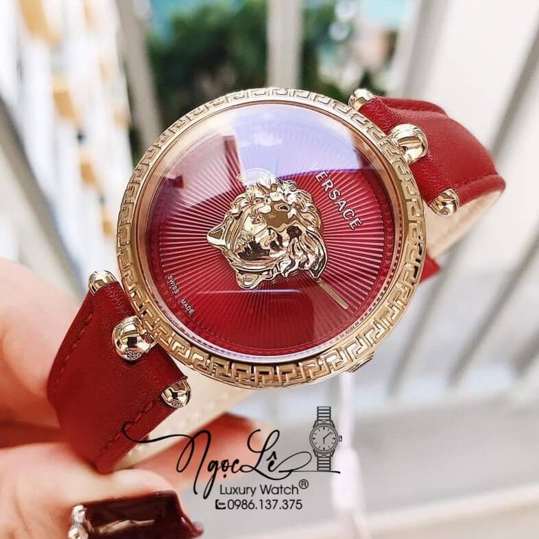 Đồng Hồ Nữ Versace Palazzo Empire Dây Da Đỏ Vỏ Vàng Size 34mm