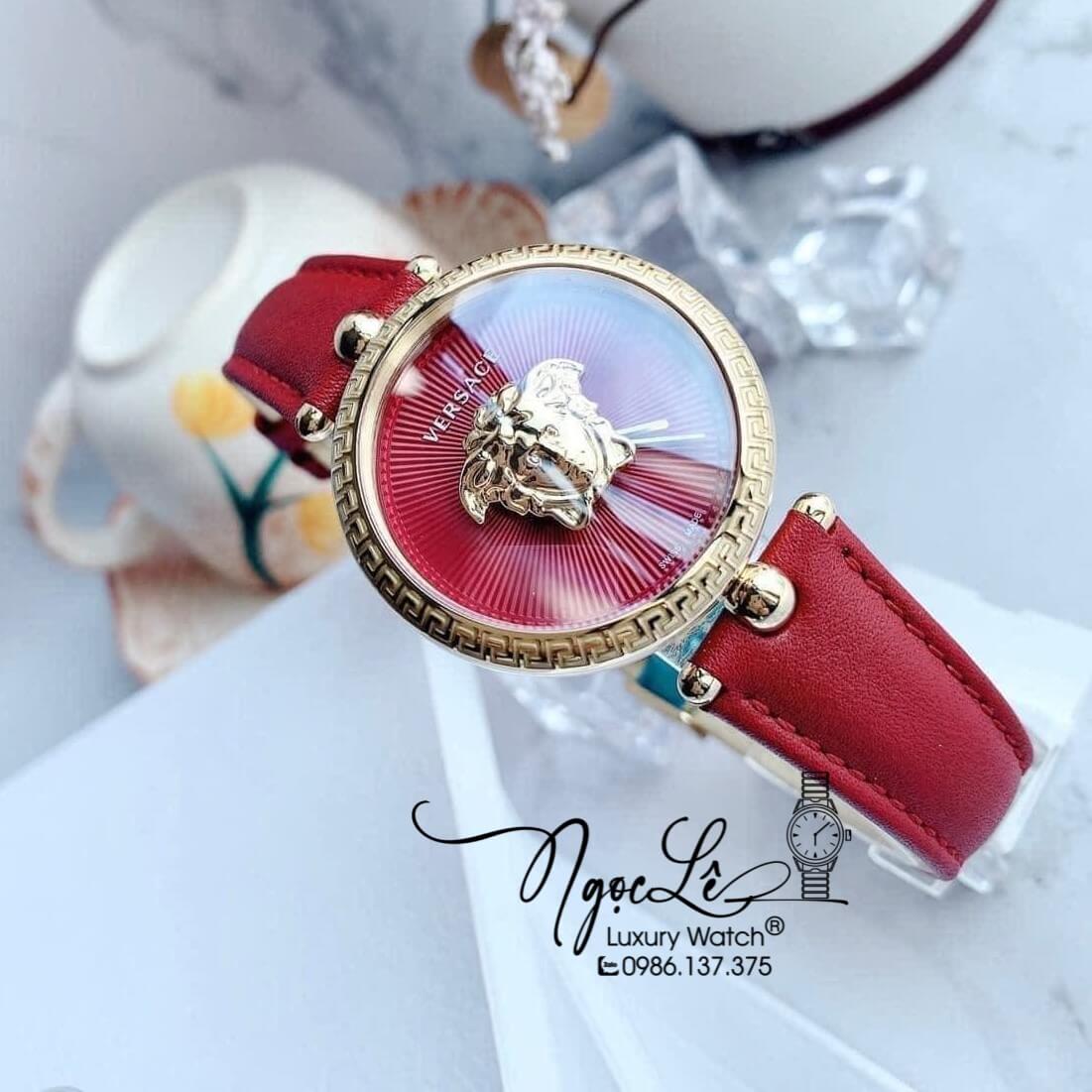 Đồng Hồ Nữ Versace Palazzo Empire Dây Da Đỏ Vỏ Vàng Size 34mm