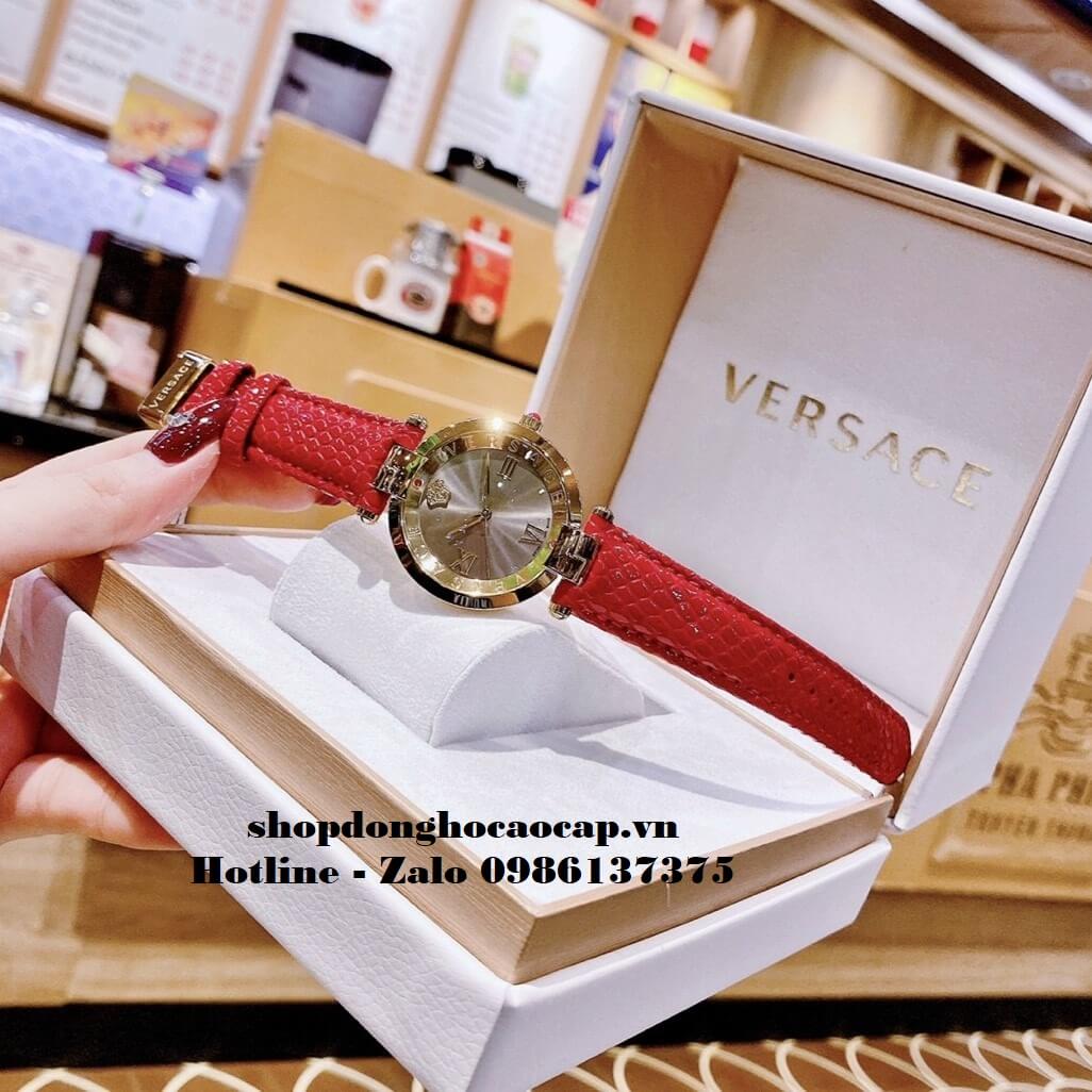 Đồng Hồ Versace Revive Nữ Dây Da Đỏ 35mm Mặt Xám Gold