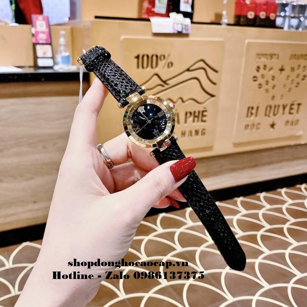 Đồng Hồ Versace Revive Nữ Dây Da Đen 35mm Mặt Đen Gold
