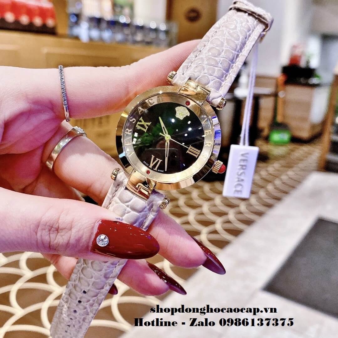 Đồng Hồ Versace Revive Nữ Dây Da Nude 35mm Mặt Đen Gold
