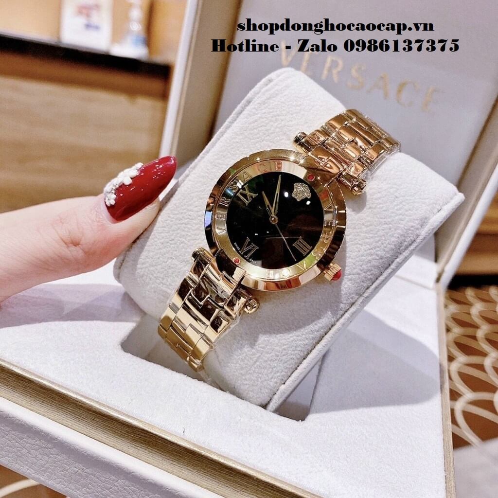 Đồng Hồ Versace Revive Nữ Vàng Mặt Đen Vỏ Gold 35mm