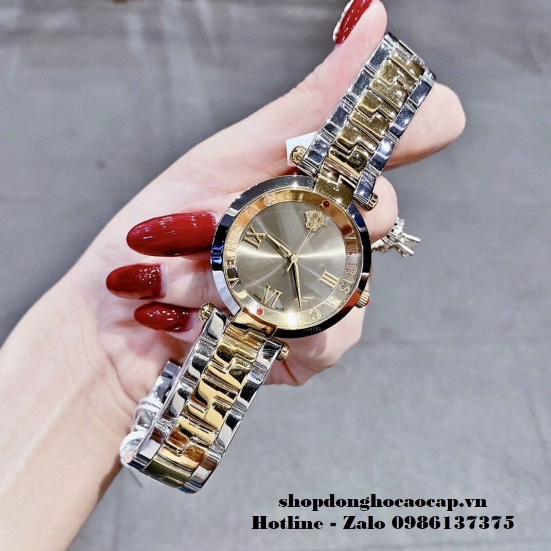 Đồng Hồ Versace Revive Nữ Demi Mặt Xám Vỏ Gold 35mm