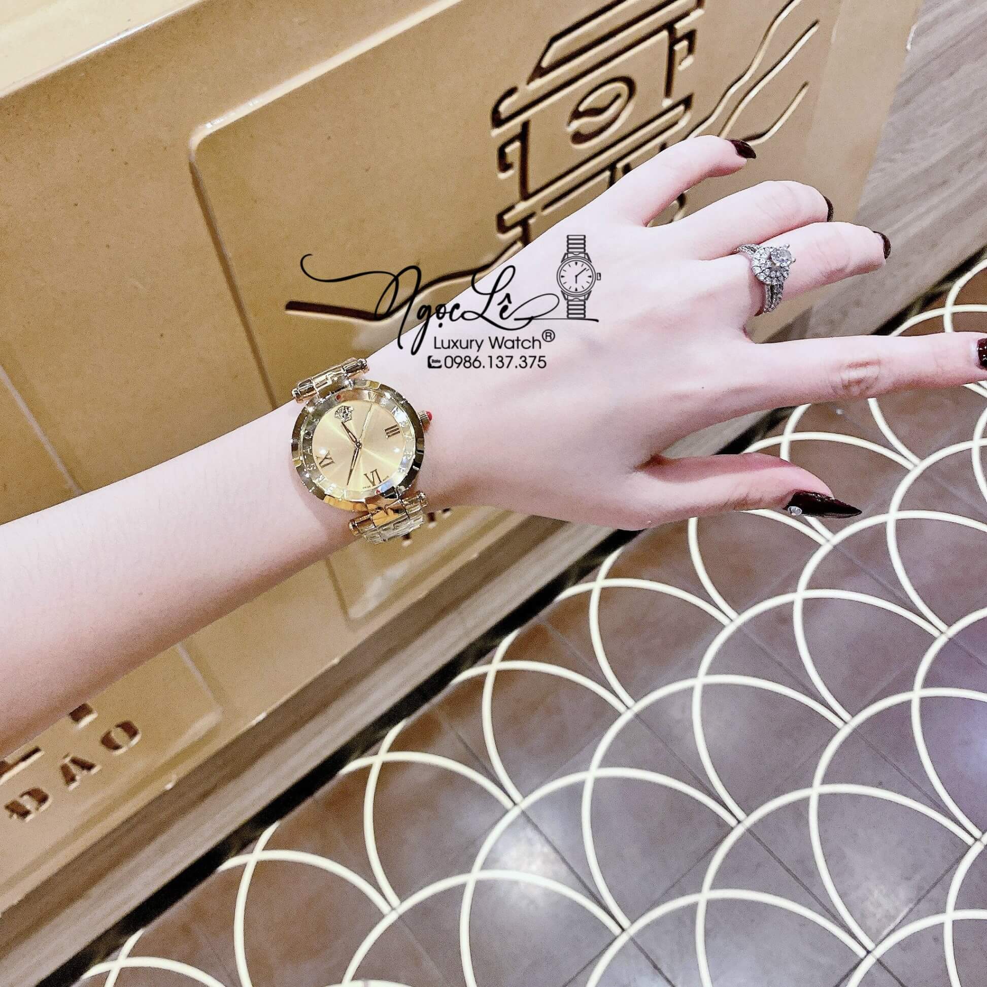 Đồng Hồ Nữ Versace Revive Dây Kim Loại Vàng Mặt Vàng Size 35mm Máy Thụy Sỹ