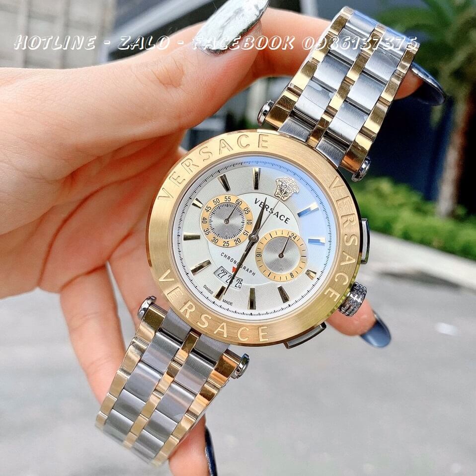 Đồng Hồ Cặp Versace Aion 44mm - Versace Daphnis 35mm - Demi Trắng