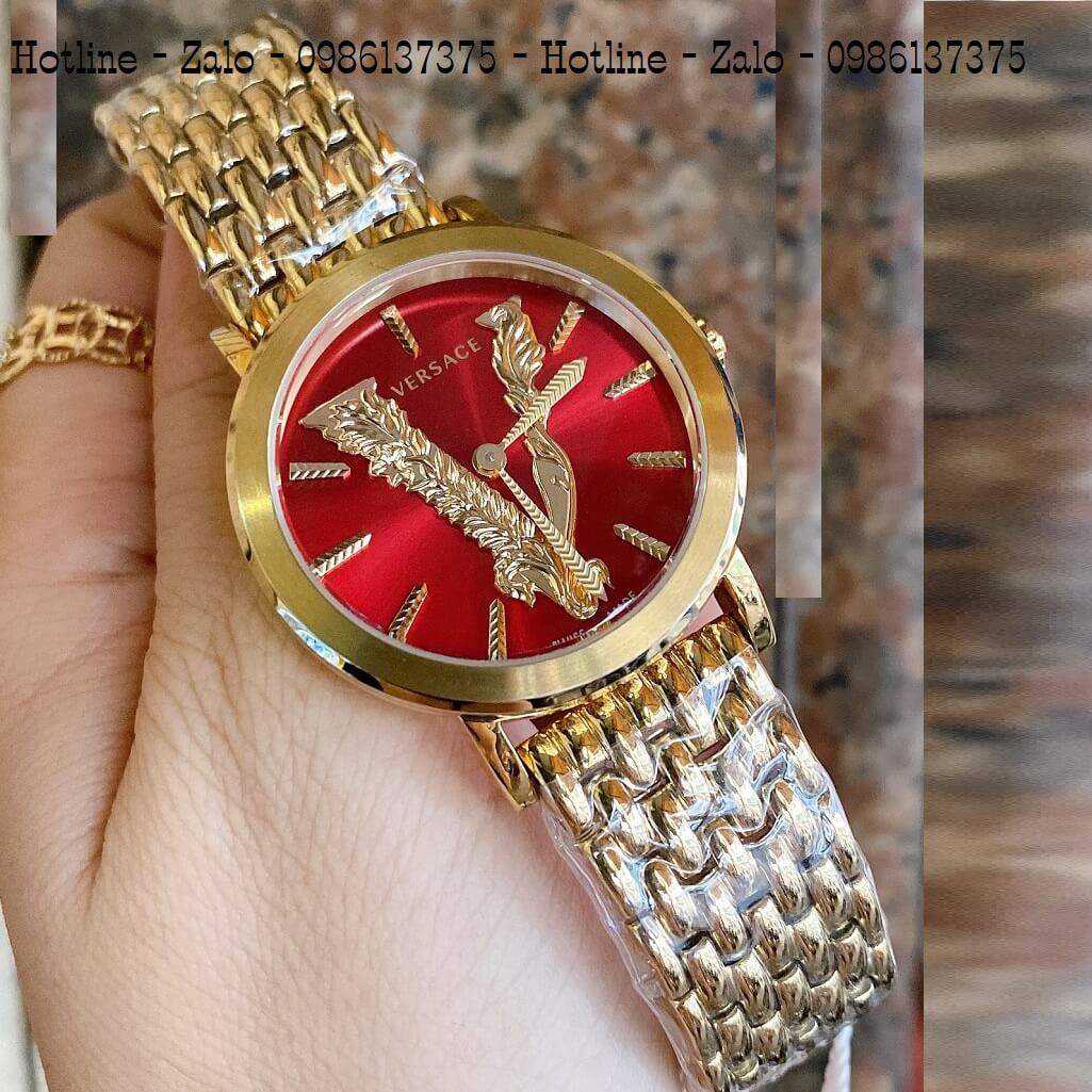 Đồng Hồ Versace Virtus Swiss Vàng Mặt Nâu 35mm Nữ