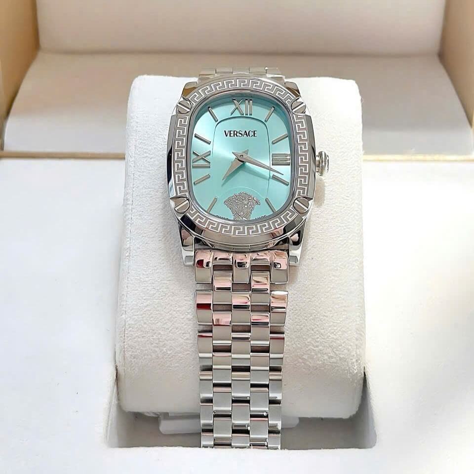 Đồng Hồ Nữ Versace Couture Mặt Xanh Pastel Dây Kim Loại Silver Size 35mm