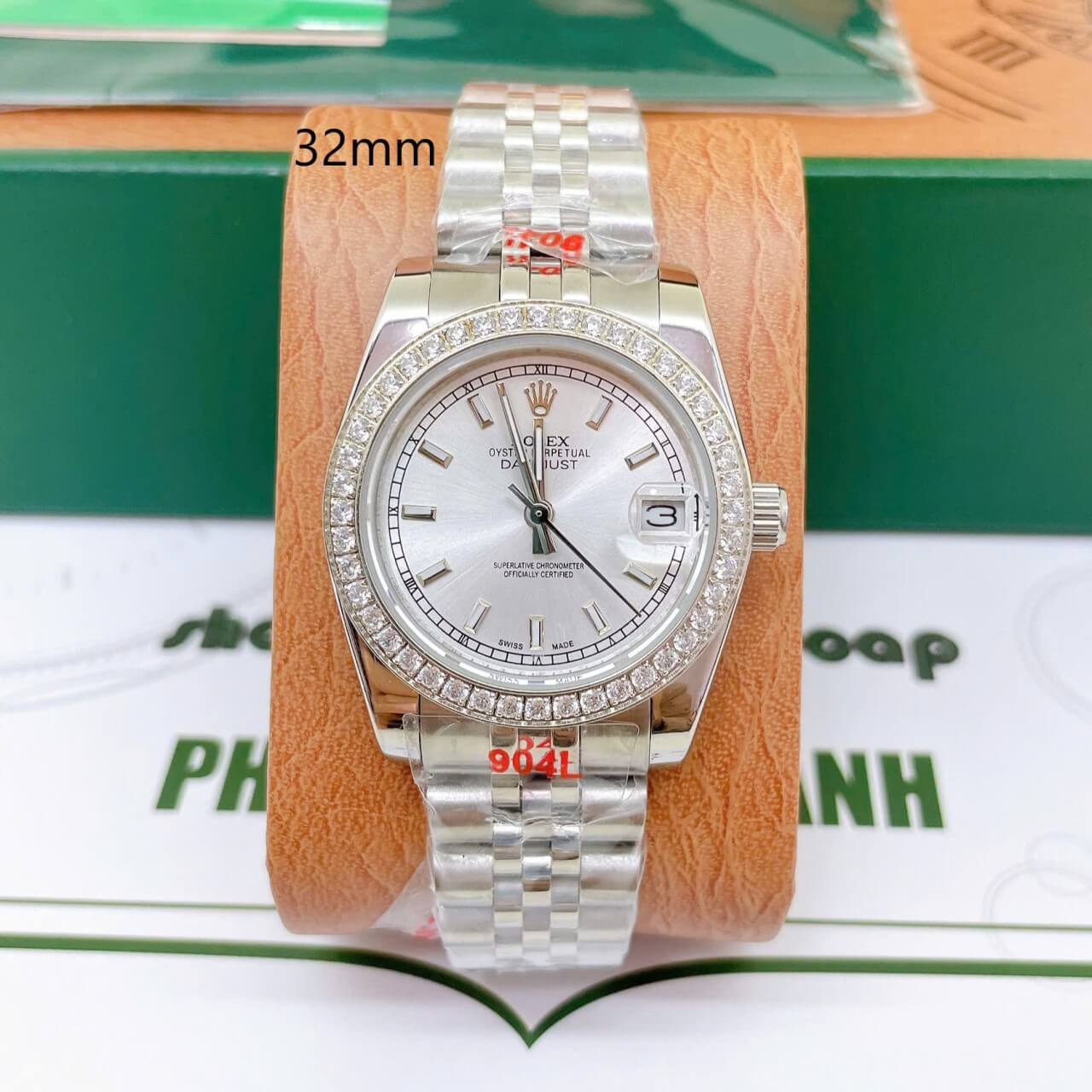 Đồng Hồ Rolex Datejust Nữ Dây Thép Silver Mặt Trắng Đính Đá Size 31mm - Quartz