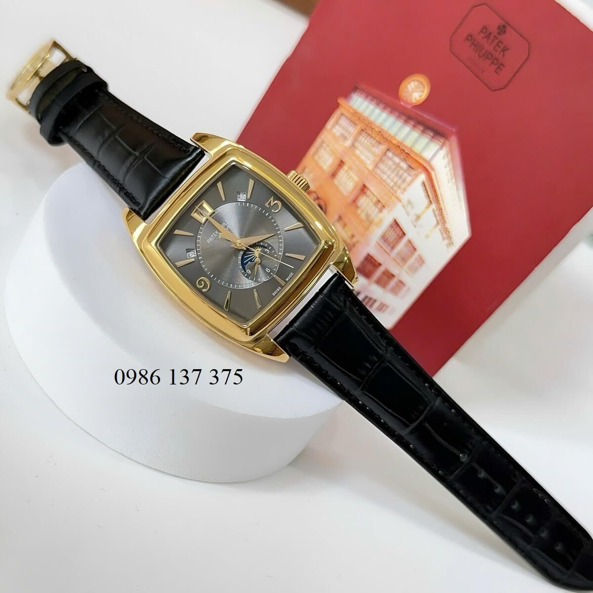 Đồng Hồ Nam Patek Philippe Gondolo Calendar 5135 Dây Da Đen Mặt Đen Vỏ Vàng 38mm