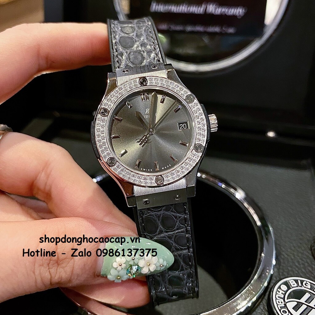 Đồng Hồ Hublot Classic Fusion 31mm Nữ Like Auth Dây Xám