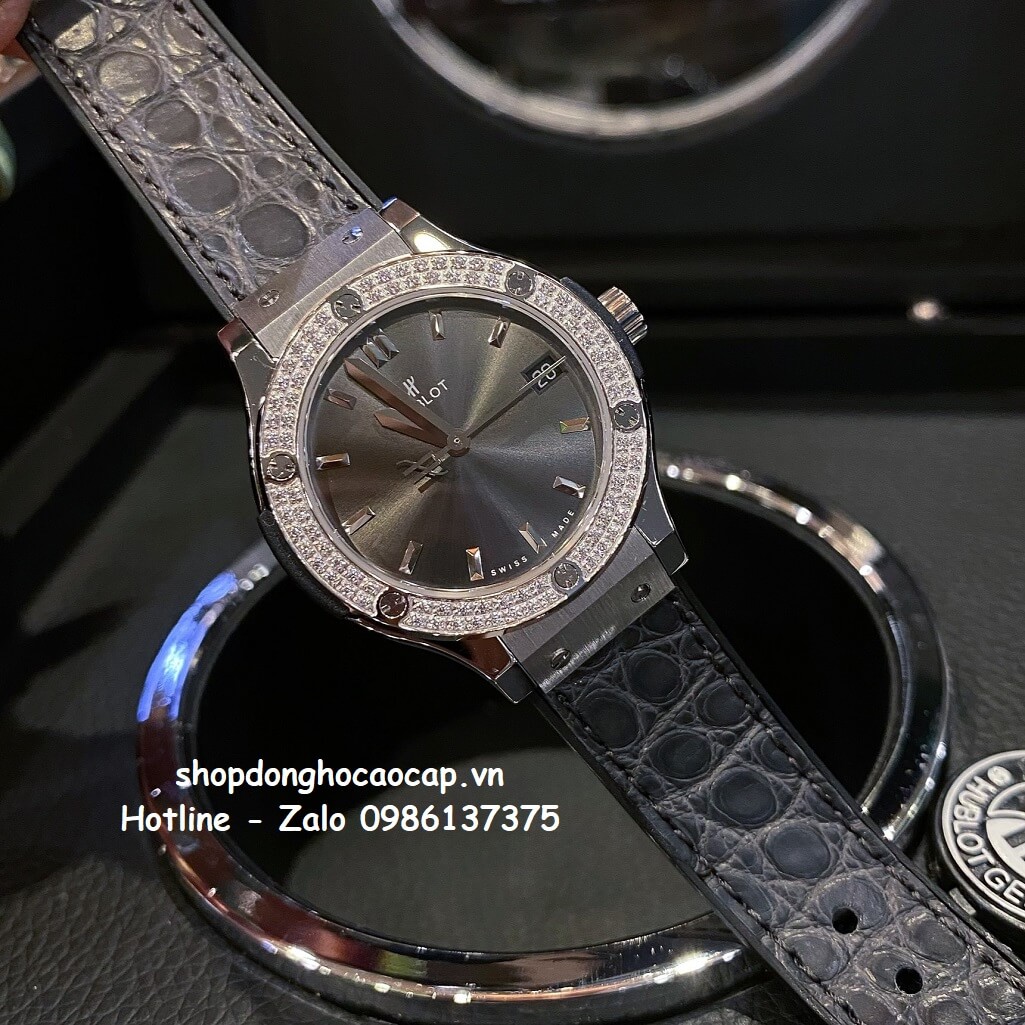 Đồng Hồ Hublot Classic Fusion 31mm Nữ Like Auth Dây Xám