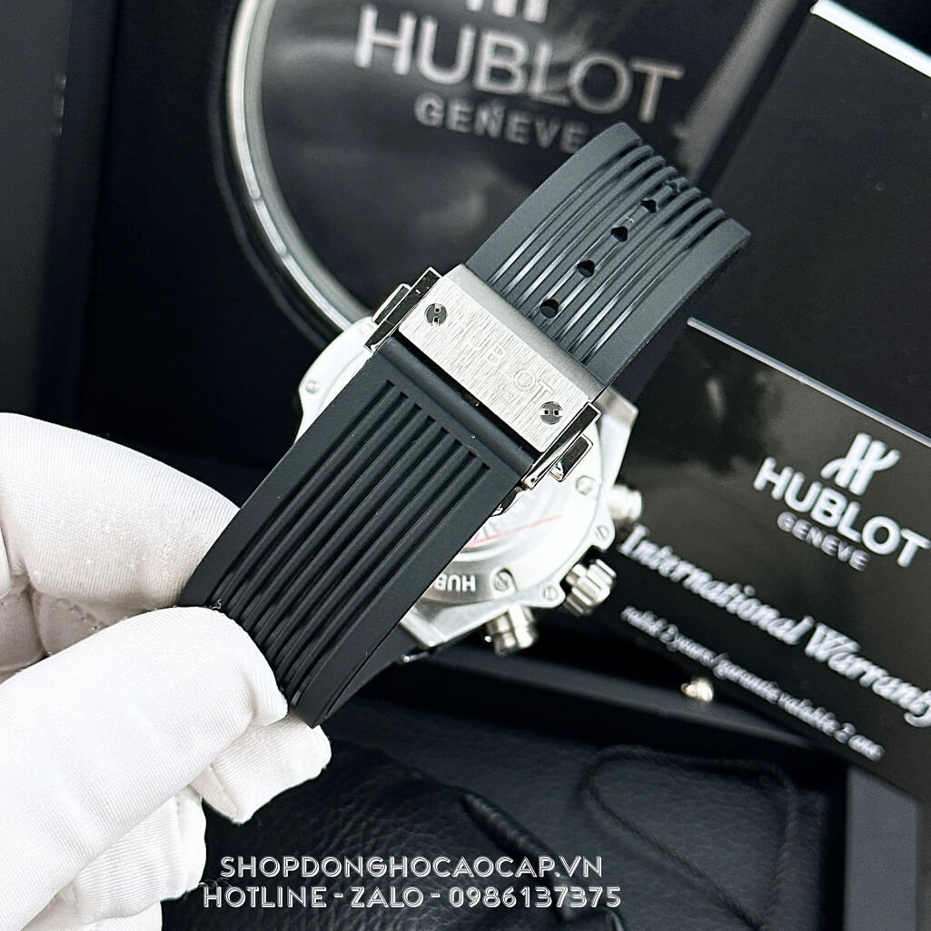 Đồng Hồ Hublot Big Bang Nam Dây Silicon Đen Vỏ Màu Bạc 45mm