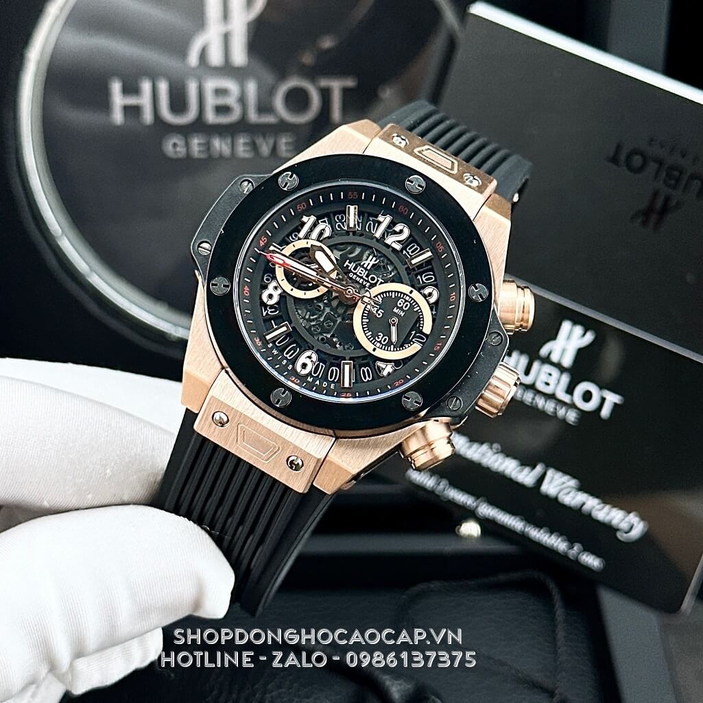 Đồng Hồ Hublot Big Bang Nam Dây Silicon Đen Vỏ Rose 45mm