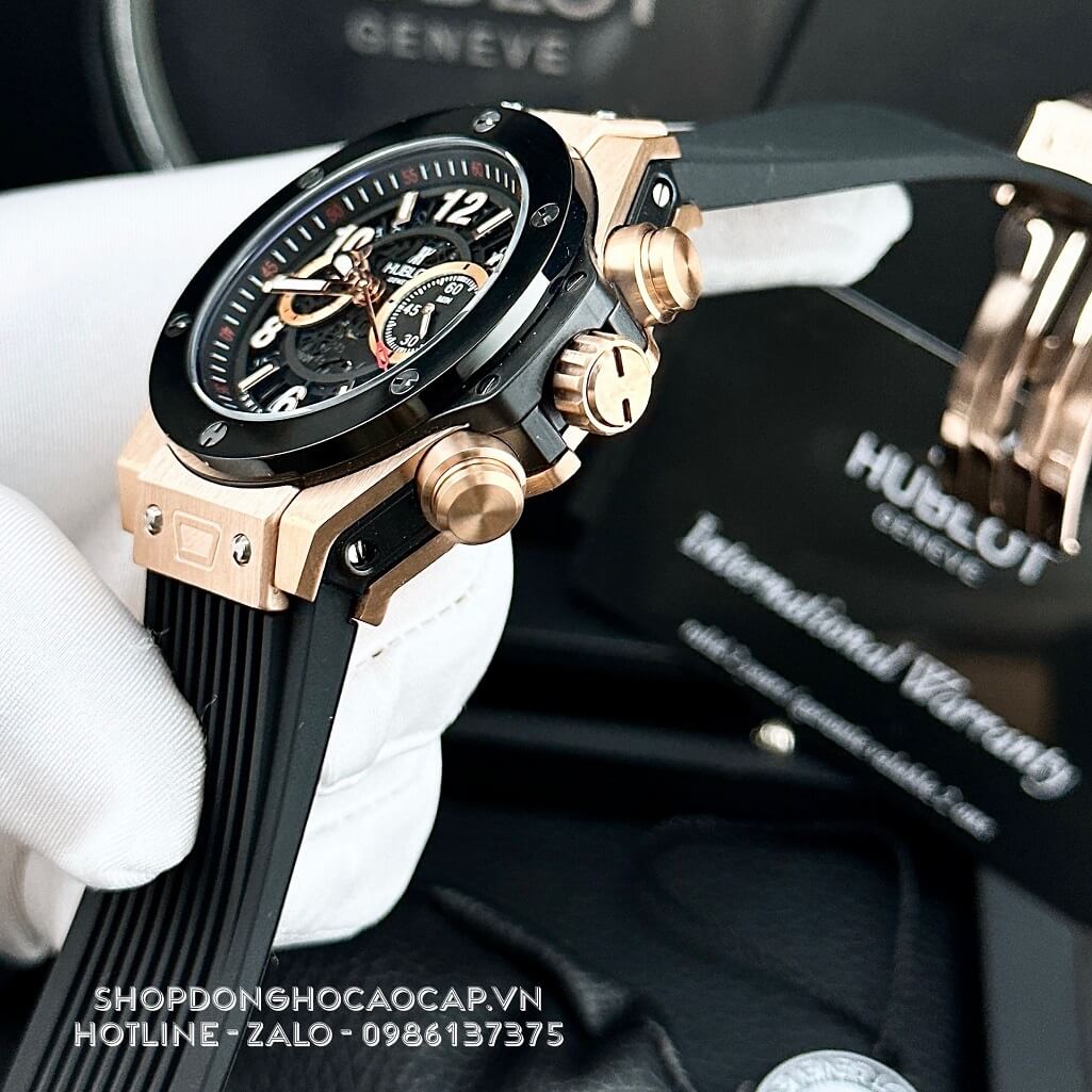 Đồng Hồ Hublot Big Bang Nam Dây Silicon Đen Vỏ Rose 45mm