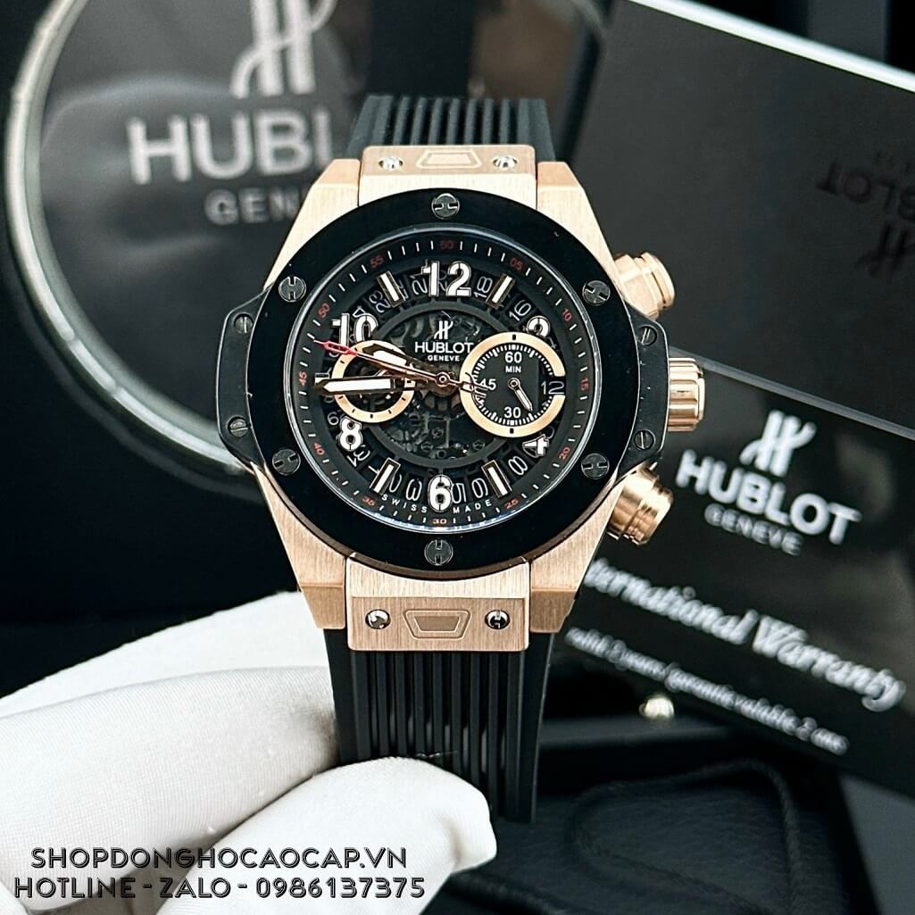 Đồng Hồ Hublot Big Bang Nam Dây Silicon Đen Vỏ Rose 45mm