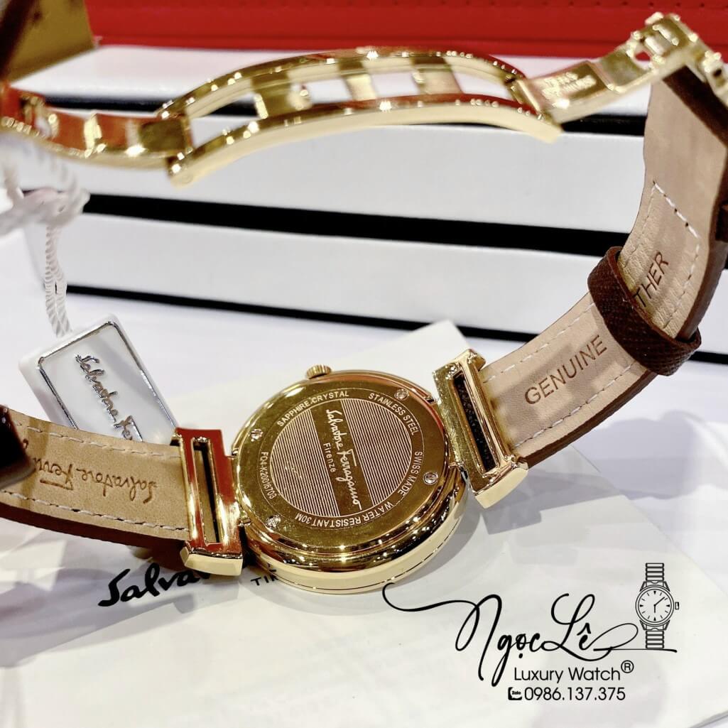 Đồng Hồ Nữ Salvatore Ferragamo Minuetto Dây Da Nâu Vỏ Gold 36mm