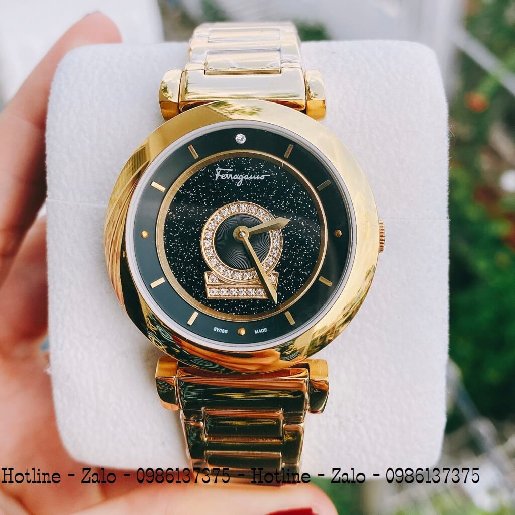 Đồng Hồ Nữ Salvatore Ferragamo Minuetto Vàng Mặt Đen 36mm