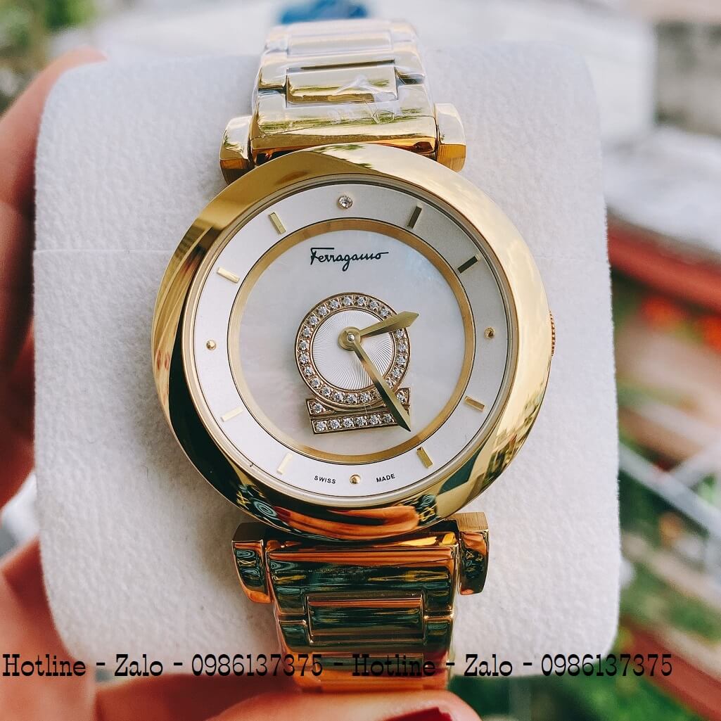 Đồng Hồ Nữ Salvatore Ferragamo Minuetto Dây Kim Loại Vàng Mặt Trắng Size 38mm