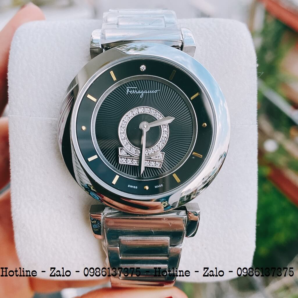 Đồng Hồ Nữ Salvatore Ferragamo Minuetto Bạc Mặt Đen 36mm