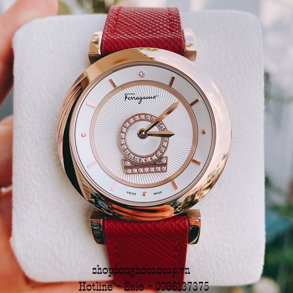 Đồng Hồ Nữ Salvatore Ferragamo Minuetto Dây Da Đỏ 36mm