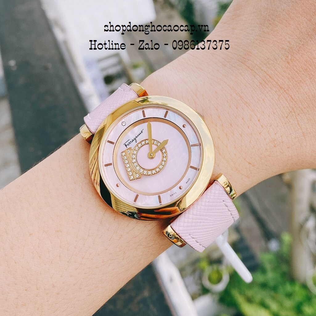 Đồng Hồ Nữ Salvatore Ferragamo Minuetto Dây Da Hồng