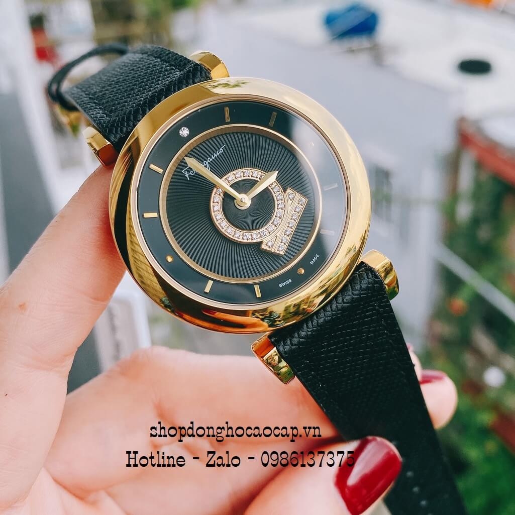 Đồng Hồ Nữ Salvatore Ferragamo Minuetto  Dây Da Đen Mặt Đen 36mm