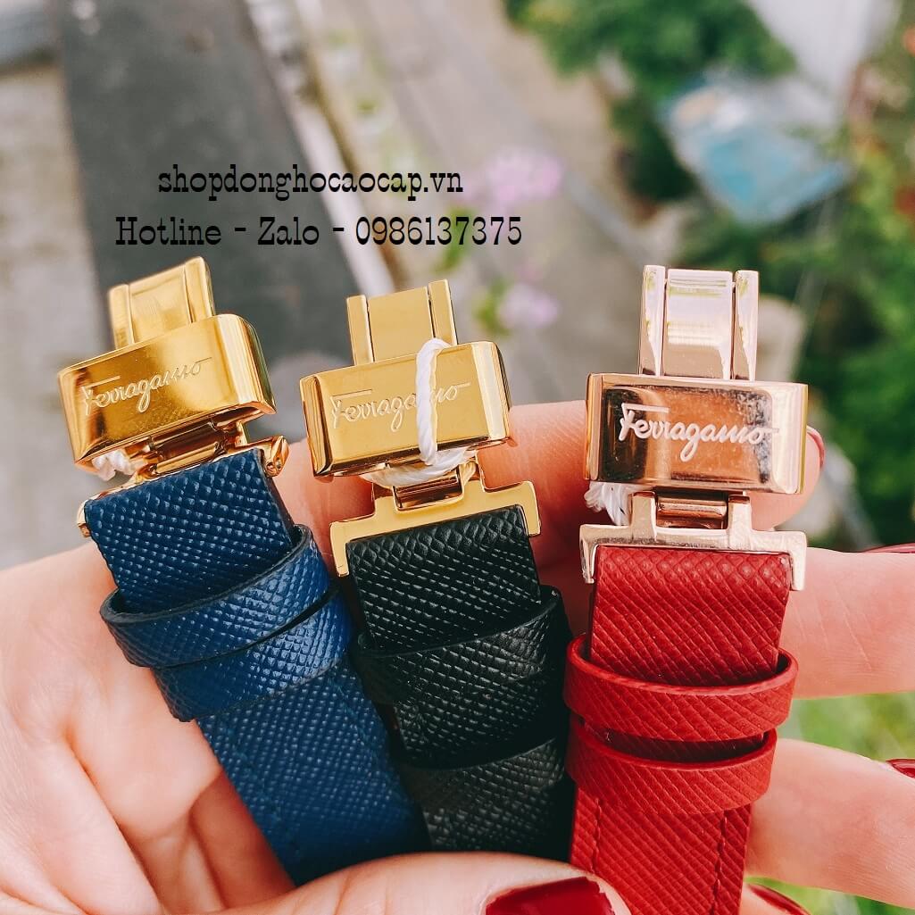 Đồng Hồ Nữ Salvatore Ferragamo Minuetto Dây Da Đen Mặt Trắng 36mm