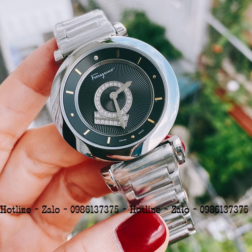 Đồng Hồ Nữ Salvatore Ferragamo Minuetto Bạc Mặt Đen 36mm