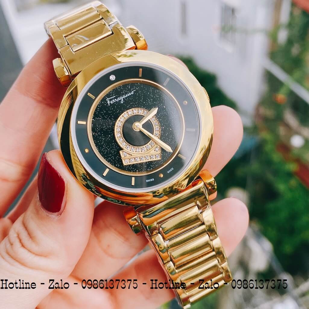 Đồng Hồ Nữ Salvatore Ferragamo Minuetto Vàng Mặt Đen 36mm