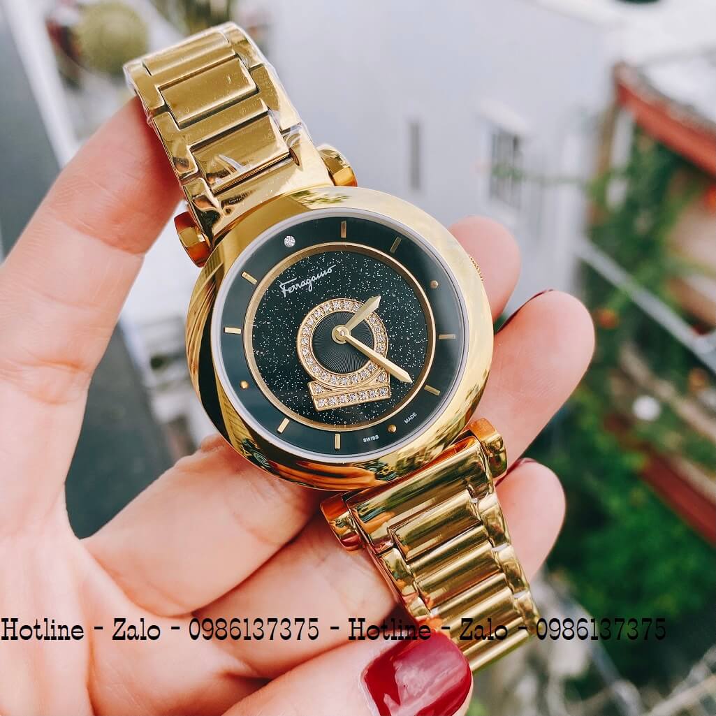 Đồng Hồ Nữ Salvatore Ferragamo Minuetto Vàng Mặt Đen 36mm