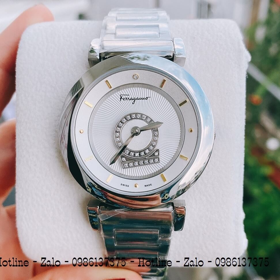 Đồng Hồ Nữ Salvatore Ferragamo Minuetto Bạc Mặt Trắng 36mm