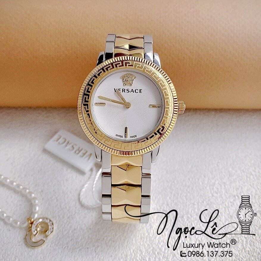 Đồng Hồ Nữ Versace V-Tribute Dây Kim Loại Demi Mặt Trắng Size 36mm