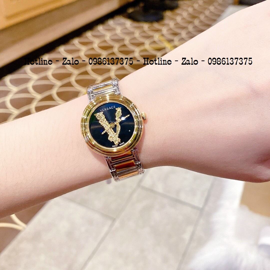 Đồng Hồ Nữ Versace Virtus Mini Duo Demi Mặt Đen 28mm