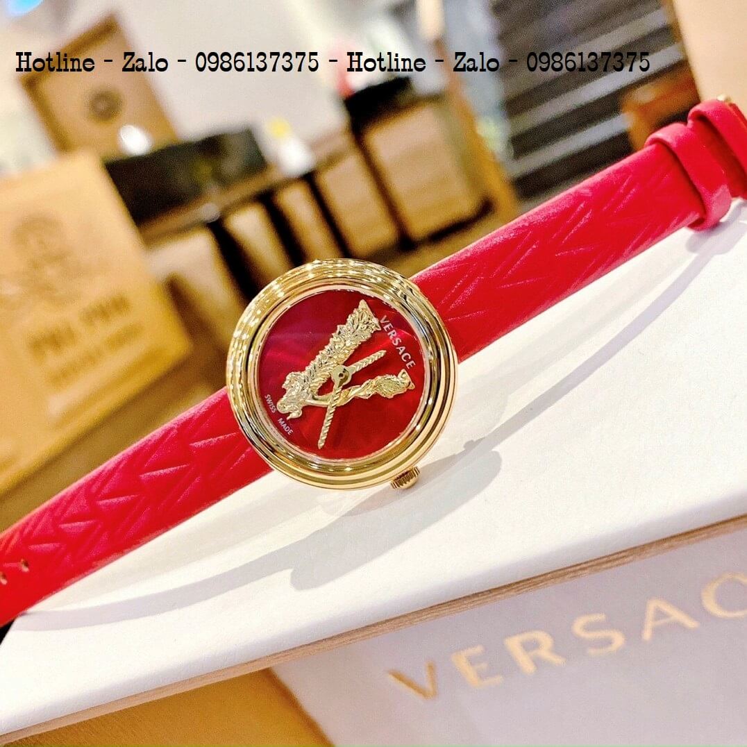 Đồng Hồ Versace Virtus Mini Duo Dây Da Đỏ 28mm