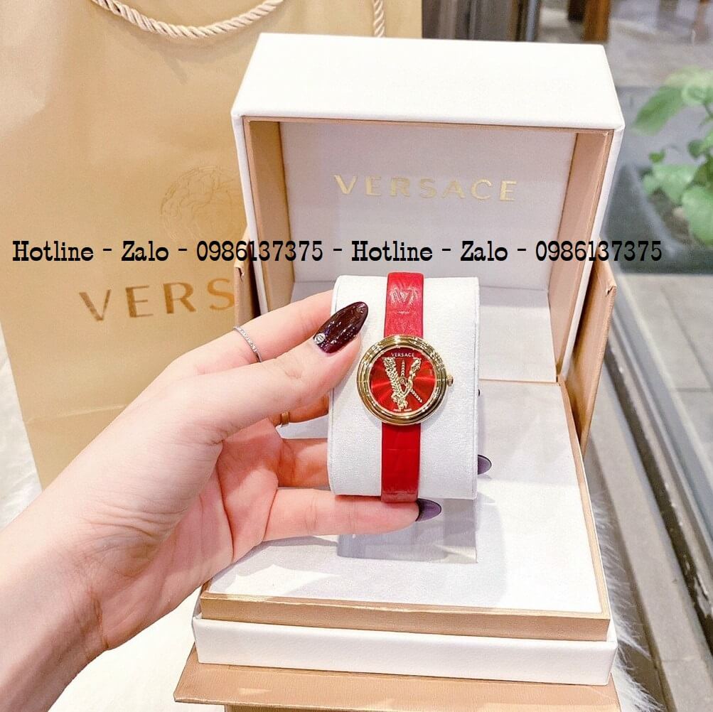 Đồng Hồ Versace Virtus Mini Duo Dây Da Đỏ 28mm