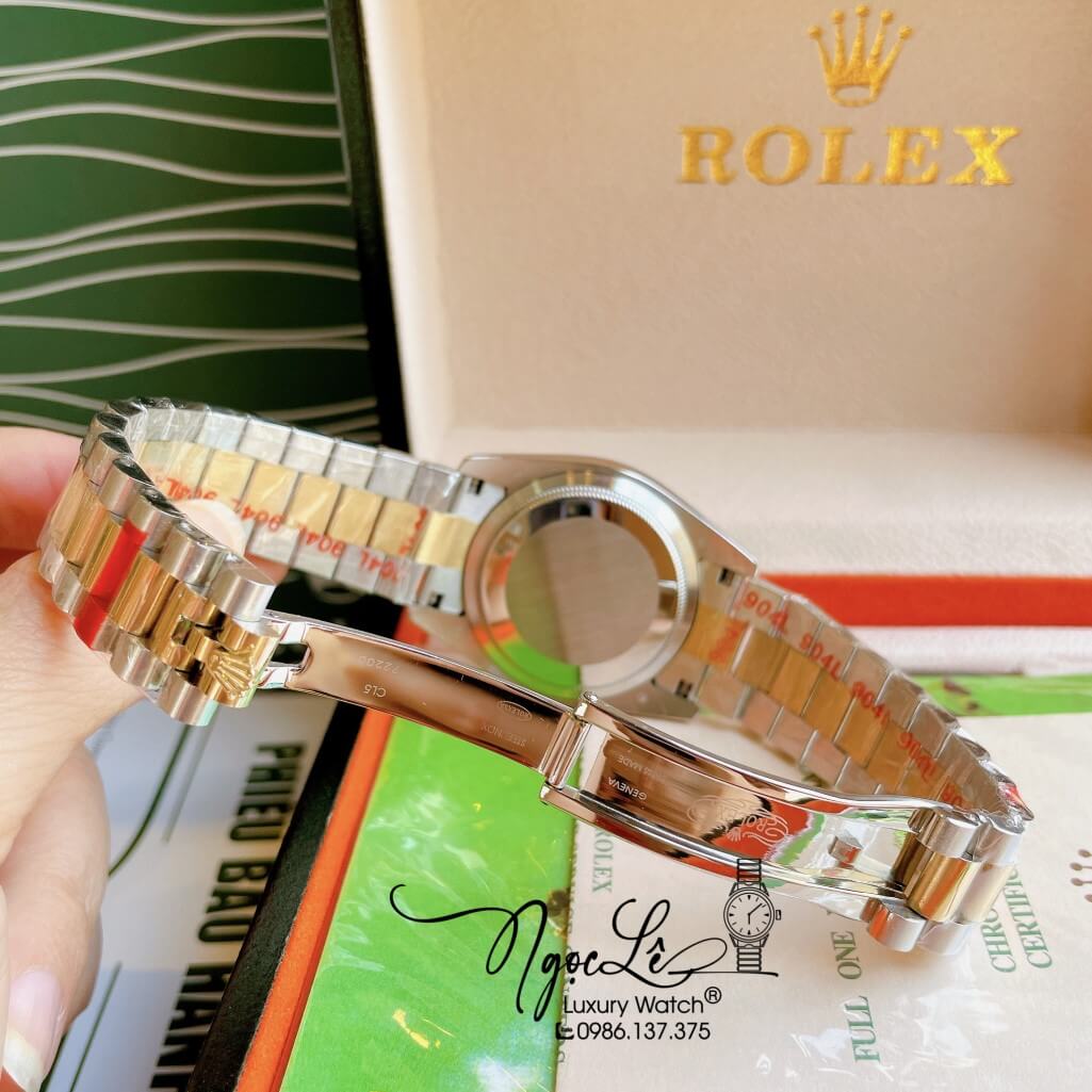 Đồng Hồ Rolex Day-Date Automatic Unisex Dây Kim Loại Demi Mặt Vàng 36mm