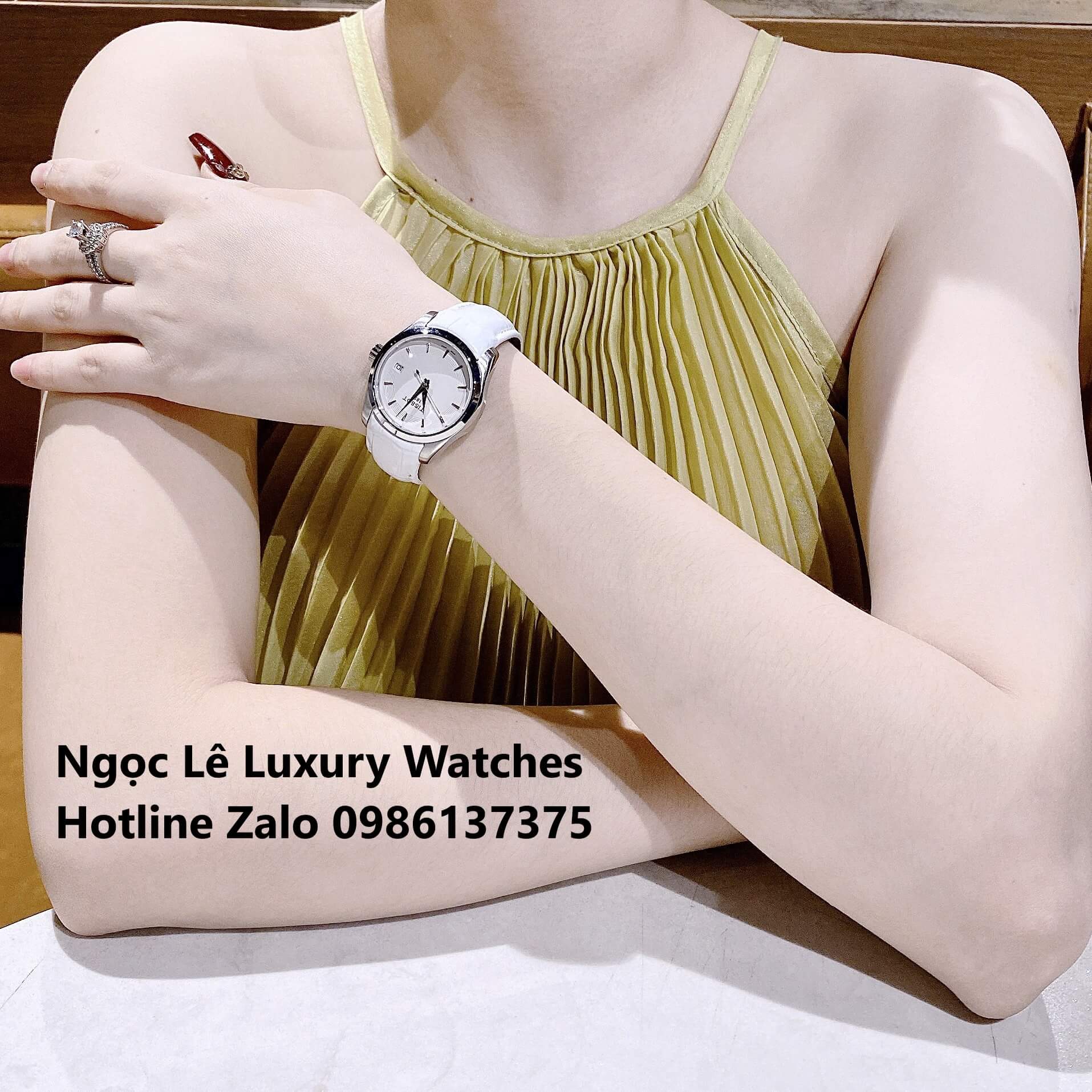 Đồng Hồ Tissot Nữ Dây Da Trắng Size 32mm - Tissot Couturier Quartz