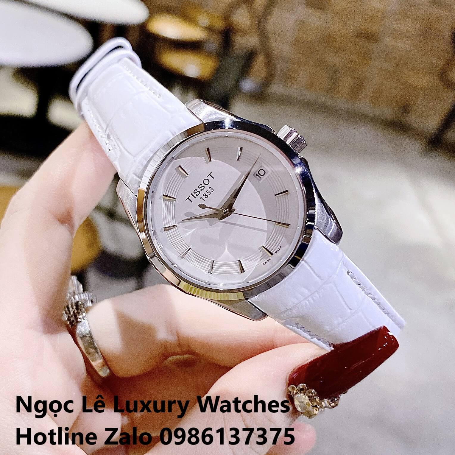 Đồng Hồ Tissot Nữ Dây Da Trắng Size 32mm - Tissot Couturier Quartz